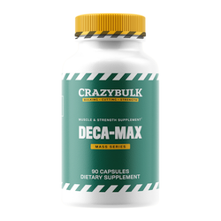 Deca-Max bottle front label view.
