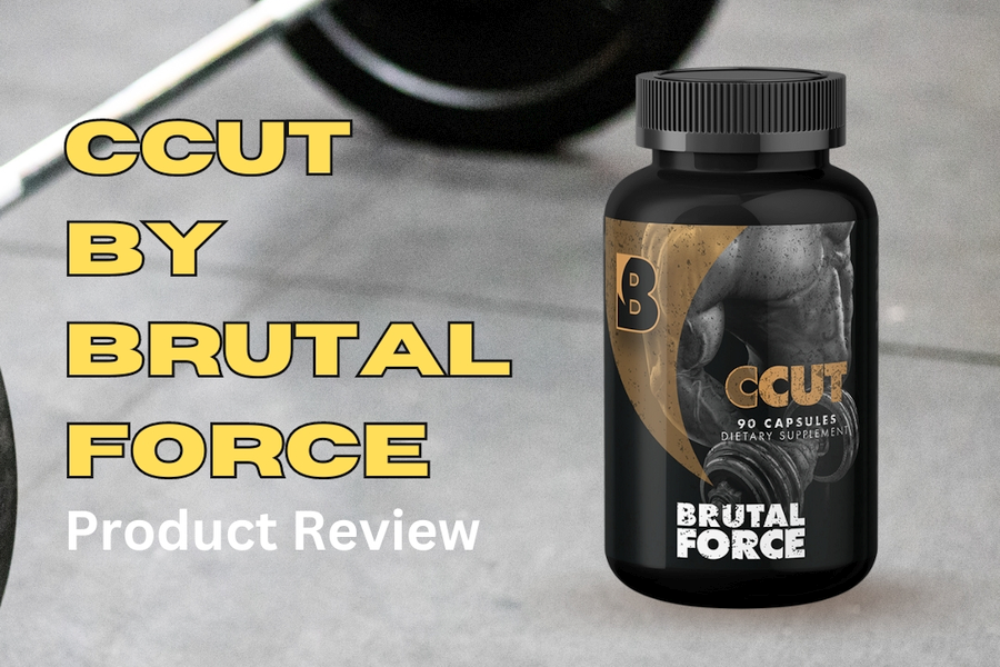 Bottle of CCUT on a gym floor next to a barbell