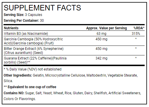 Clenbutrol supplement facts label