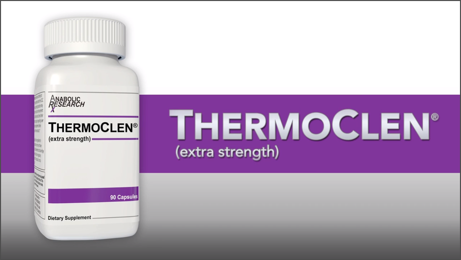Bottle of ThermoClen with graphic reading "Thermo Clen Extra Strength"